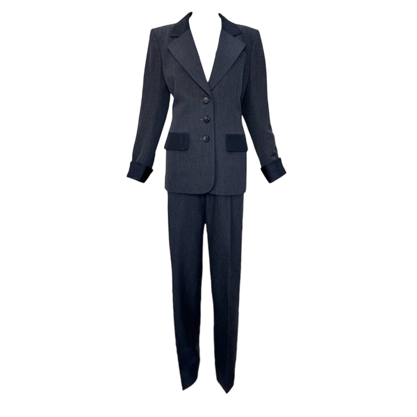 Yves Saint Laurent Haute Couture A/W 1984/1985 Charcoal Grey Pant Suit