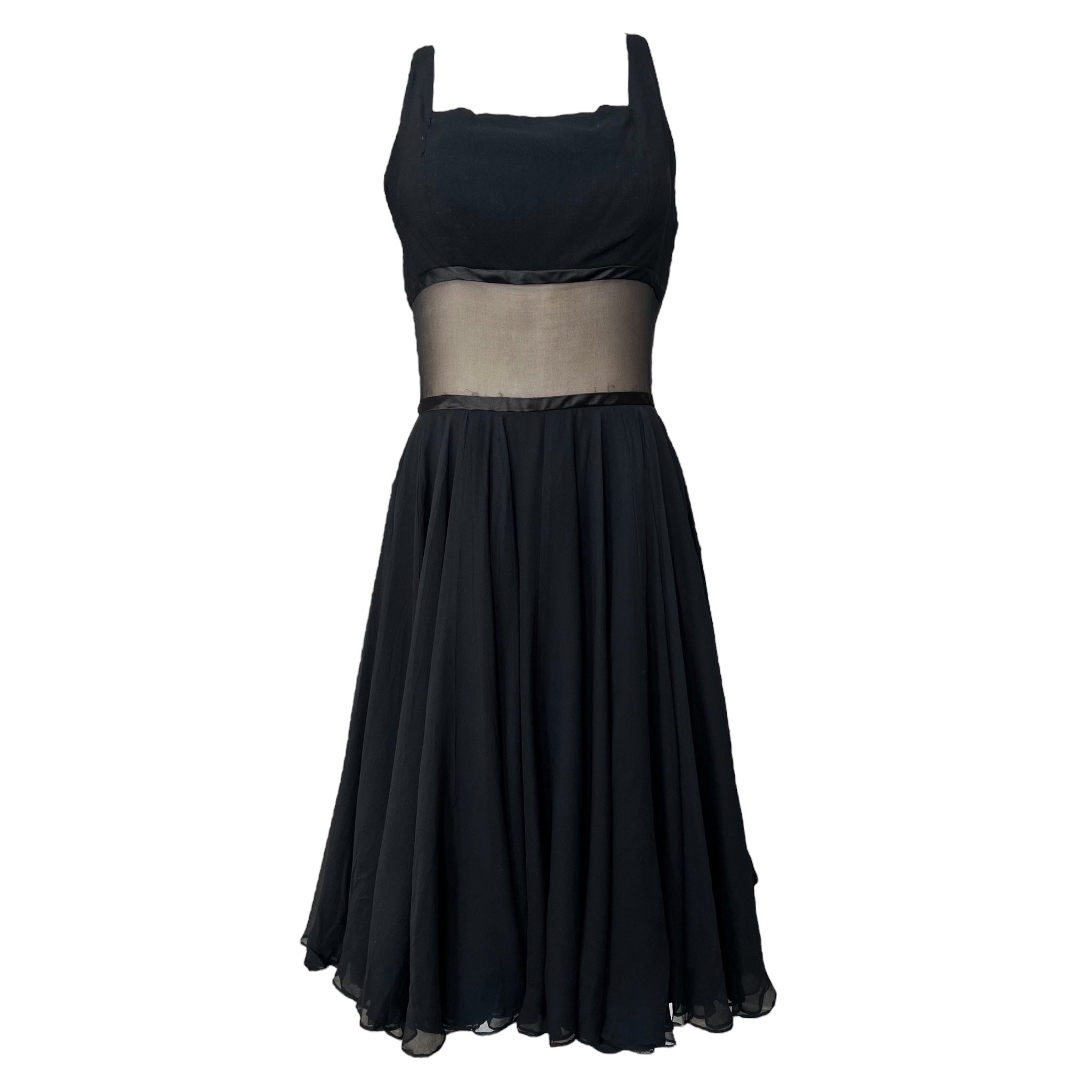 1960s Black Sheer Midriff Little Black Dress 1960s Black Sheer Midriff Little Black Dress