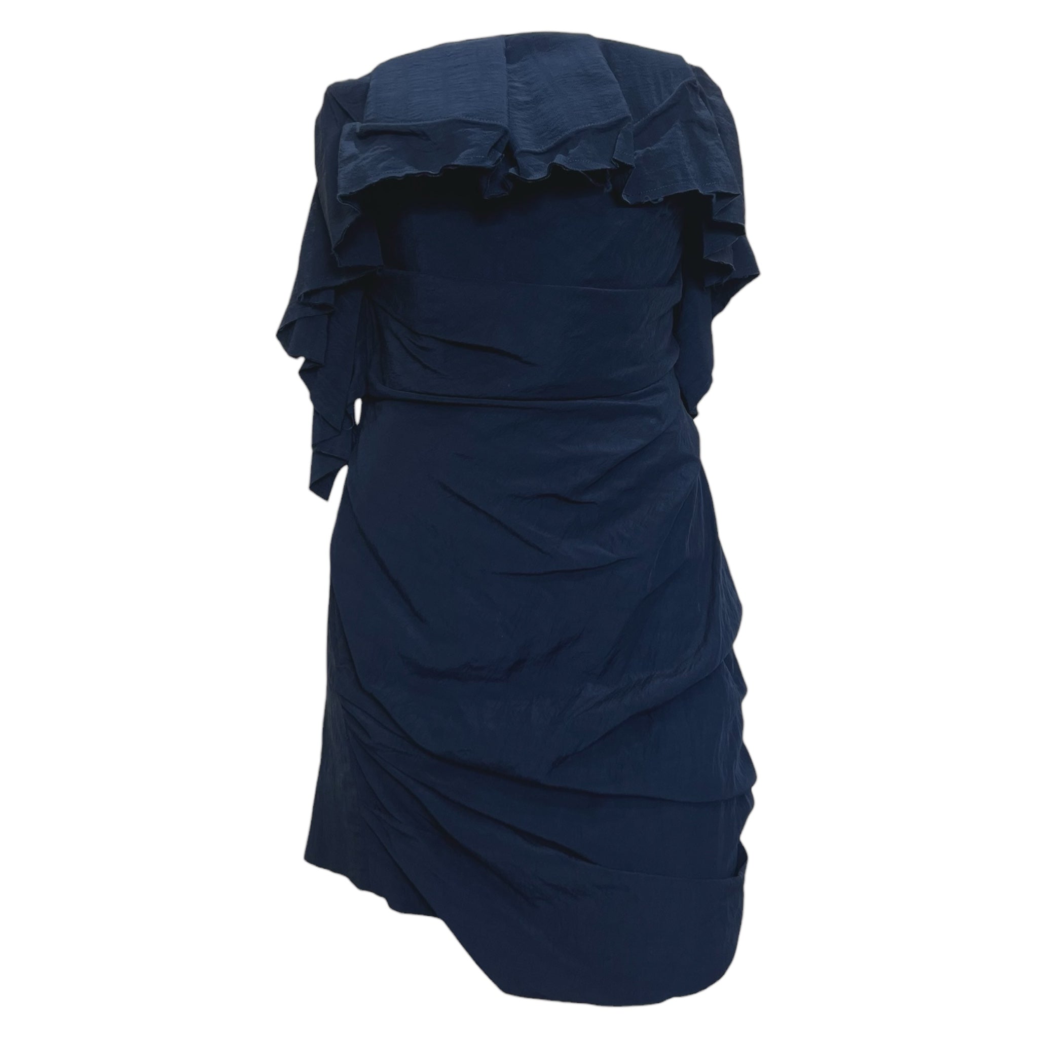 Carmen March Marine Navy Blue Strapless Sculptural Mini Dress