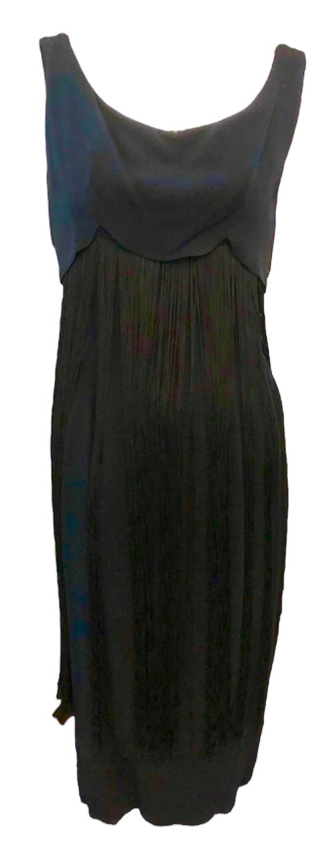 Syano 60s Black Cocktail Dress with Long Fringe Skirt Syano 60s Black Cocktail Dress with Long Fringe Skirt