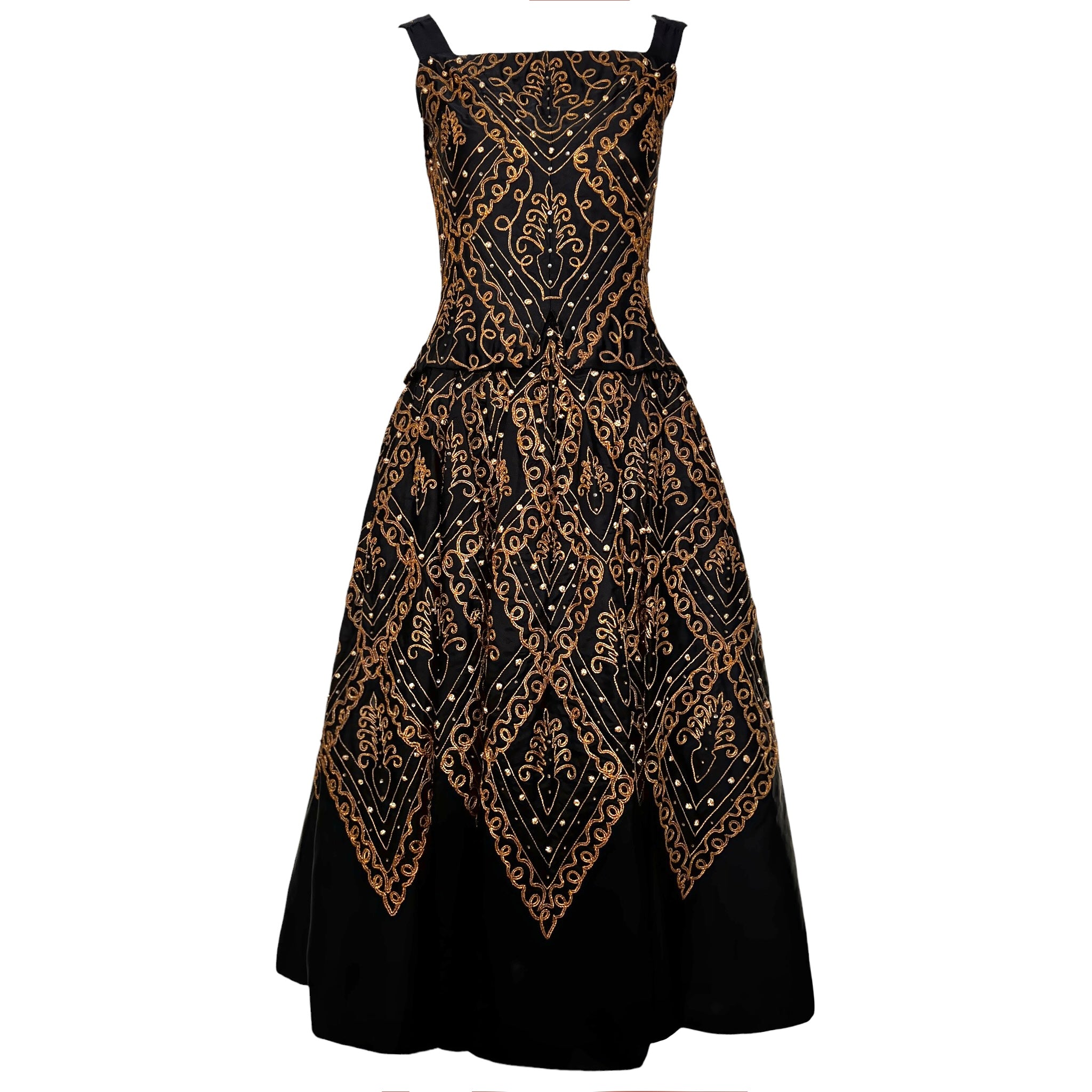 Christian Dior London A/W 1954 'Mexico' Gold Bullion Embellished Black