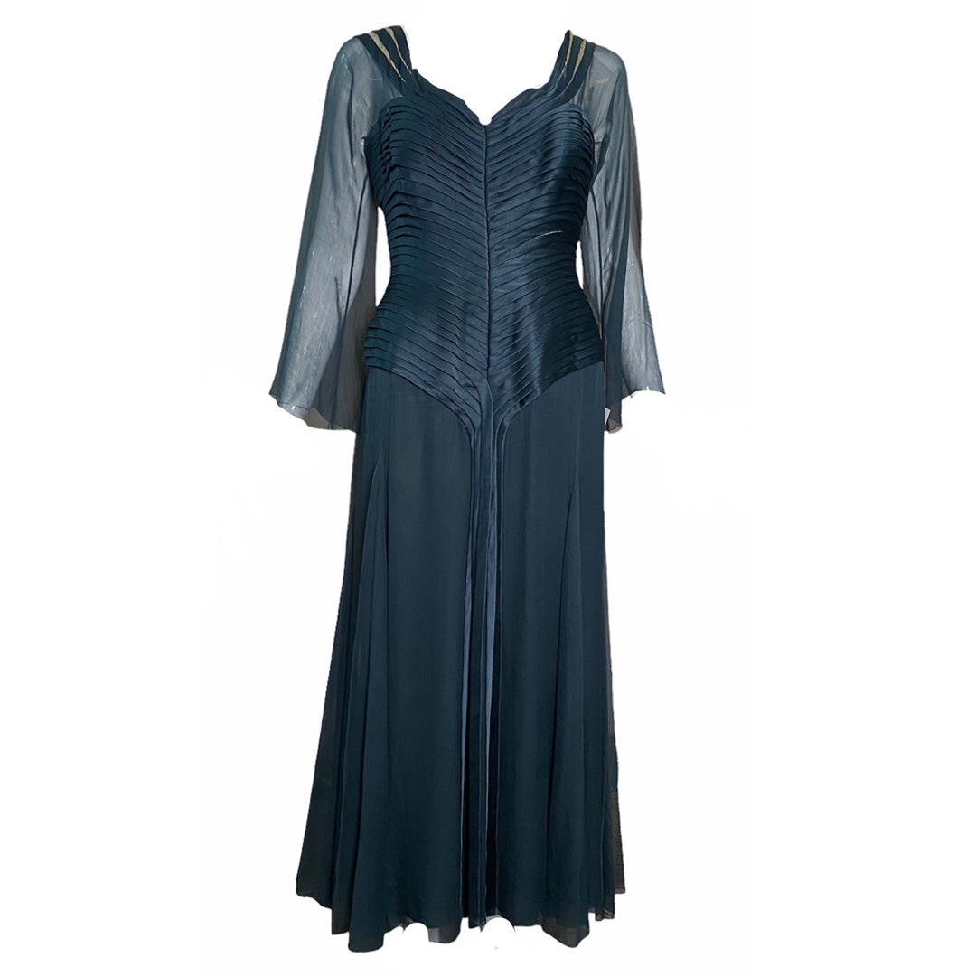 John Galliano for Christian Dior Haute Couture Gown In Sage Green Silk and Chiffon John Galliano for Christian Dior Haute Couture Gown In Sage Green Silk and Chiffon