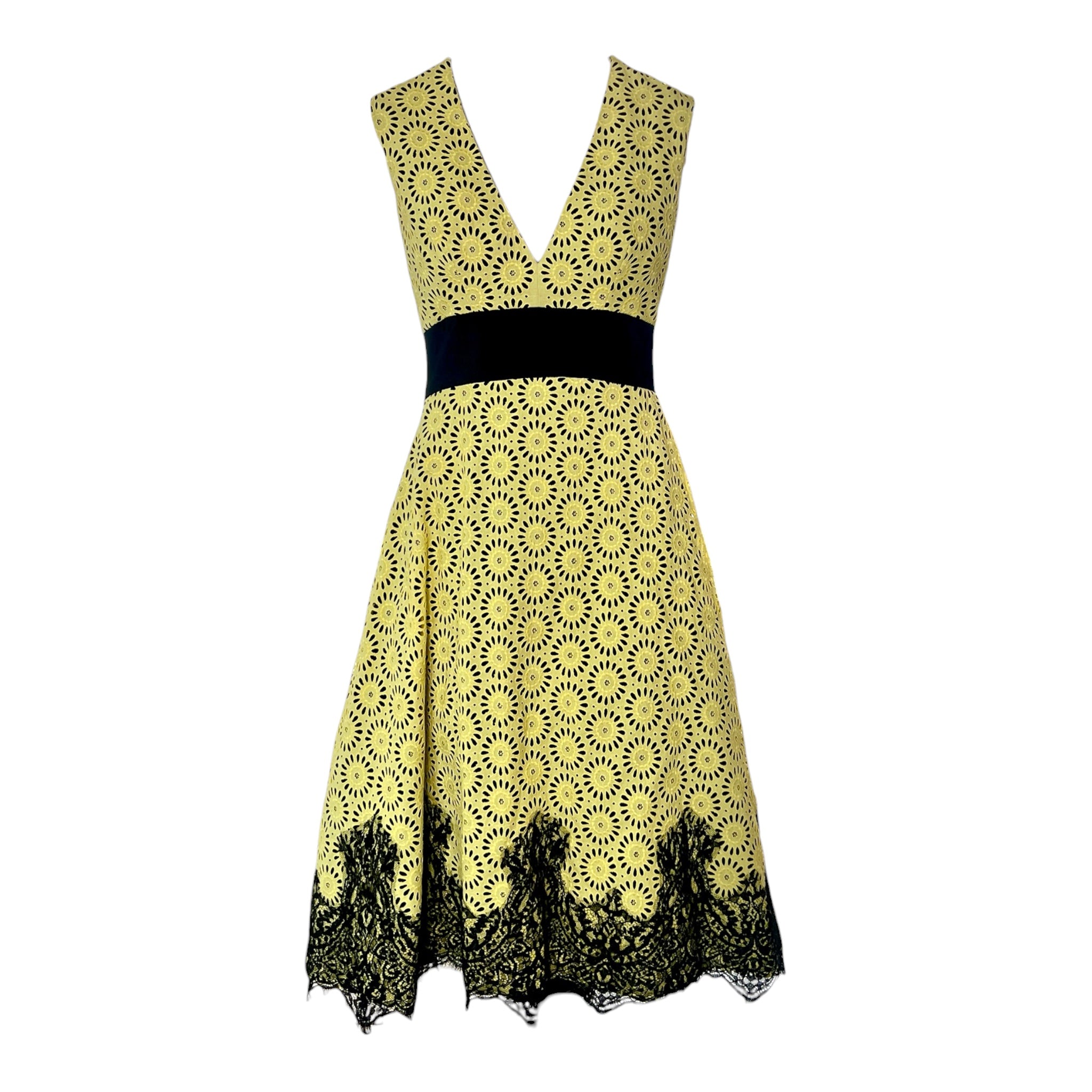 yellow lace fit and flare dress Wallis Women's Lace Fit & Flare Midi Dress in Lemon | Size: 8