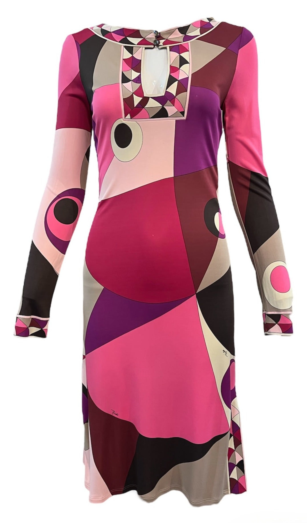 Emilio Pucci 2000's Pink & Purple Geo Print Jersey Dress Emilio Pucci 2000's Pink & Purple Geo Print Jersey Dress