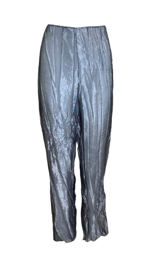 Krizia 90s Silver Sheer Crinkled Shirt & Pants Ensemble PANTS 5 of 6