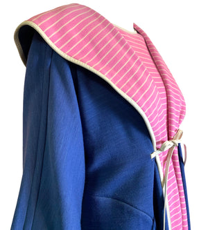  Bonnie Cashin for Sills  60s Blue and Pink Striped Coat and Dress Ensemble DETAIL 6 of 7