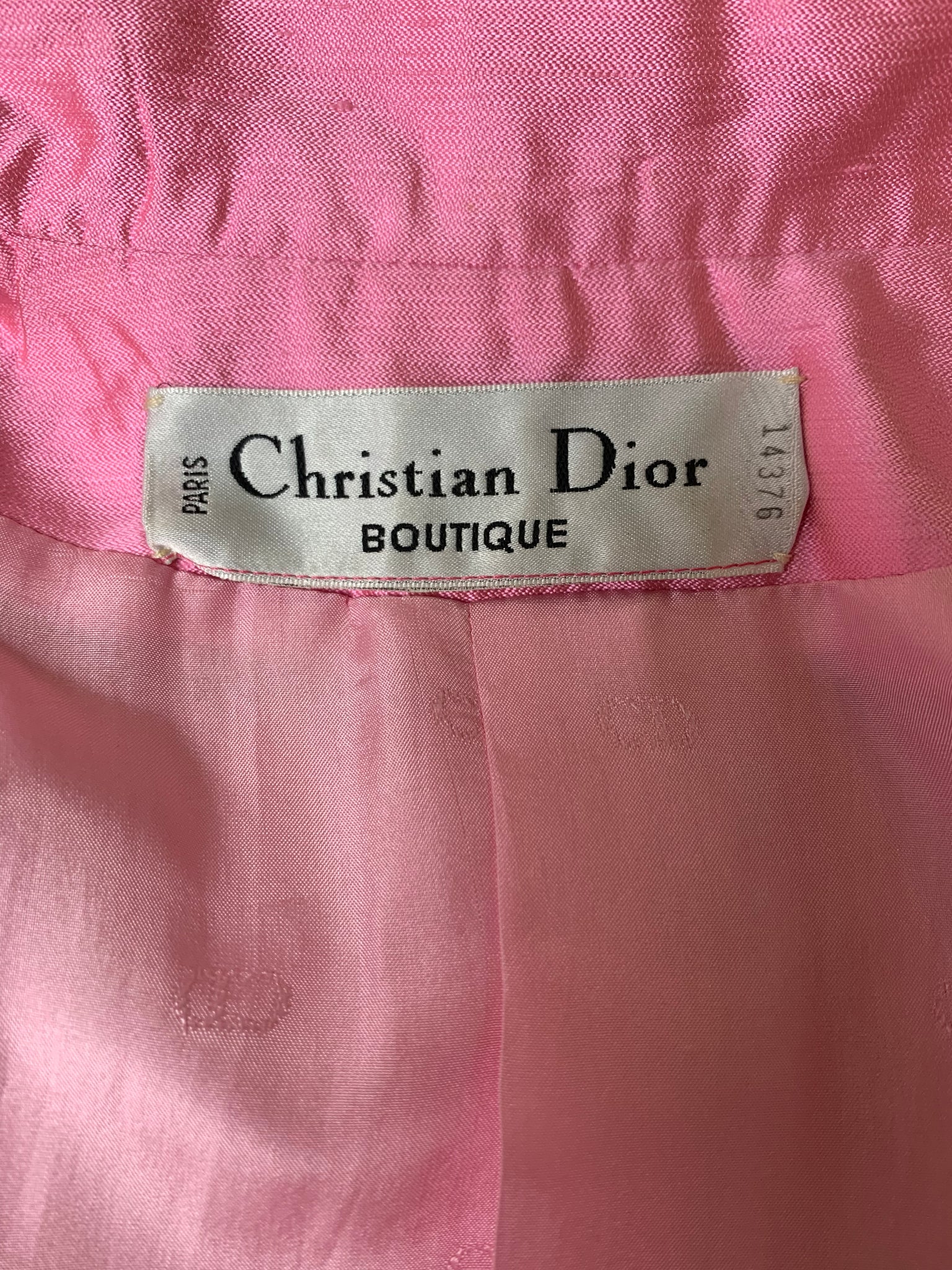  Christian Dior Early 2000s Pink Raw Silk Open Front  Jacket LABEL 5 of 5