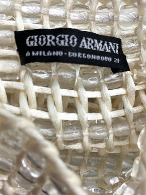Giorgio Armani 2000s  Ivory  Beaded Fringe Purse LABEL 5 of 5