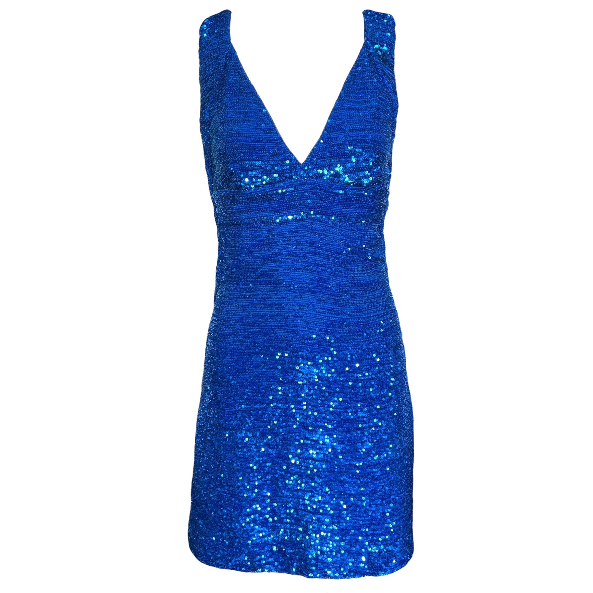 roberto cavalli mini dress Roberto Cavalli 2010's Royal Blue Sequin Silk Mini Dress – THE WAY WE WORE