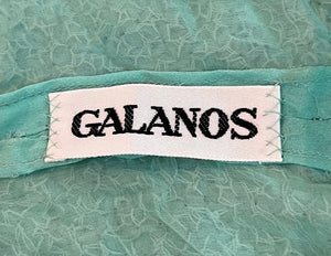 Galanos 80s Heavily Embellished Seafoam Green Gown, label