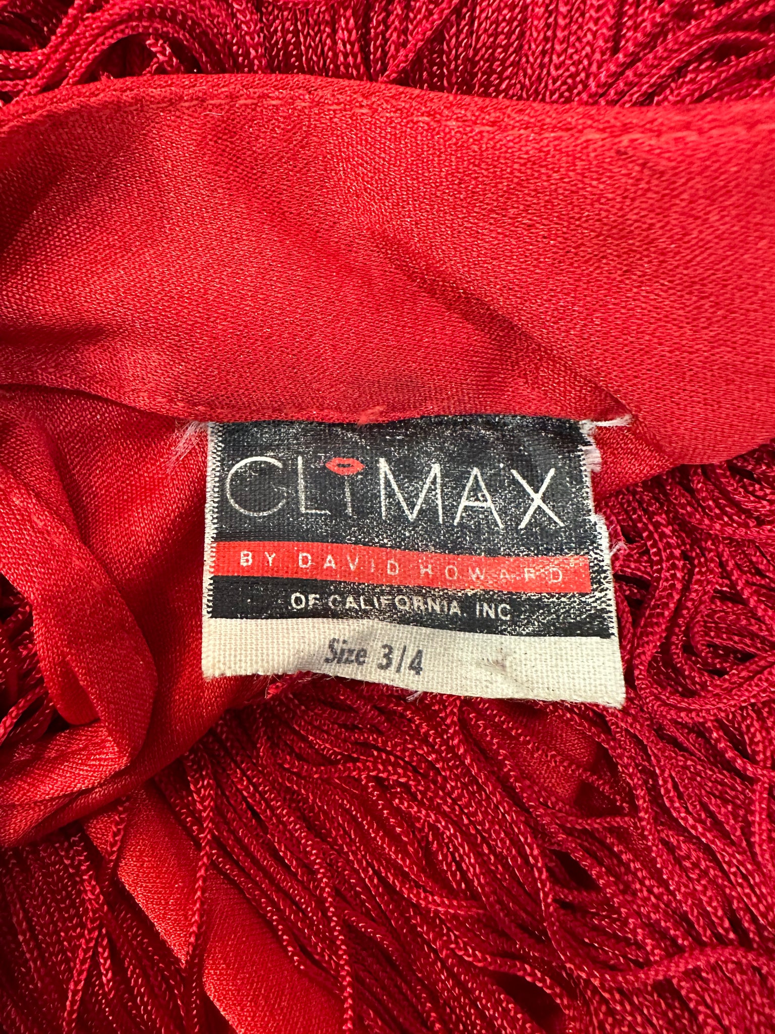  Climax 70s Red Fringed Disco Dress LABEL 4 of 4