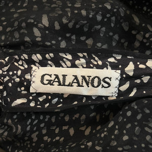 Galanos  80s Black & White Sequined Abstract Print Cocktail Dress With Embellishment LABEL 5 of 5