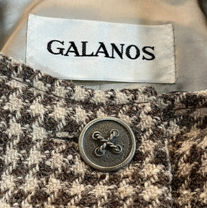 Galanos Houndstooth 2-Piece Cropped Jacket and Pants Ensemble LABEL AND BUTTON 