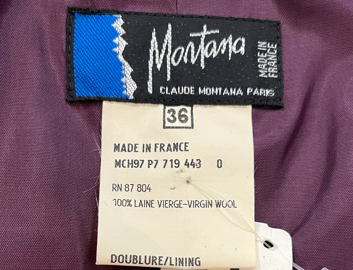 Claude Montana 1990s  Eggplant Colored Skirt Suit LABEL 6 of 6
