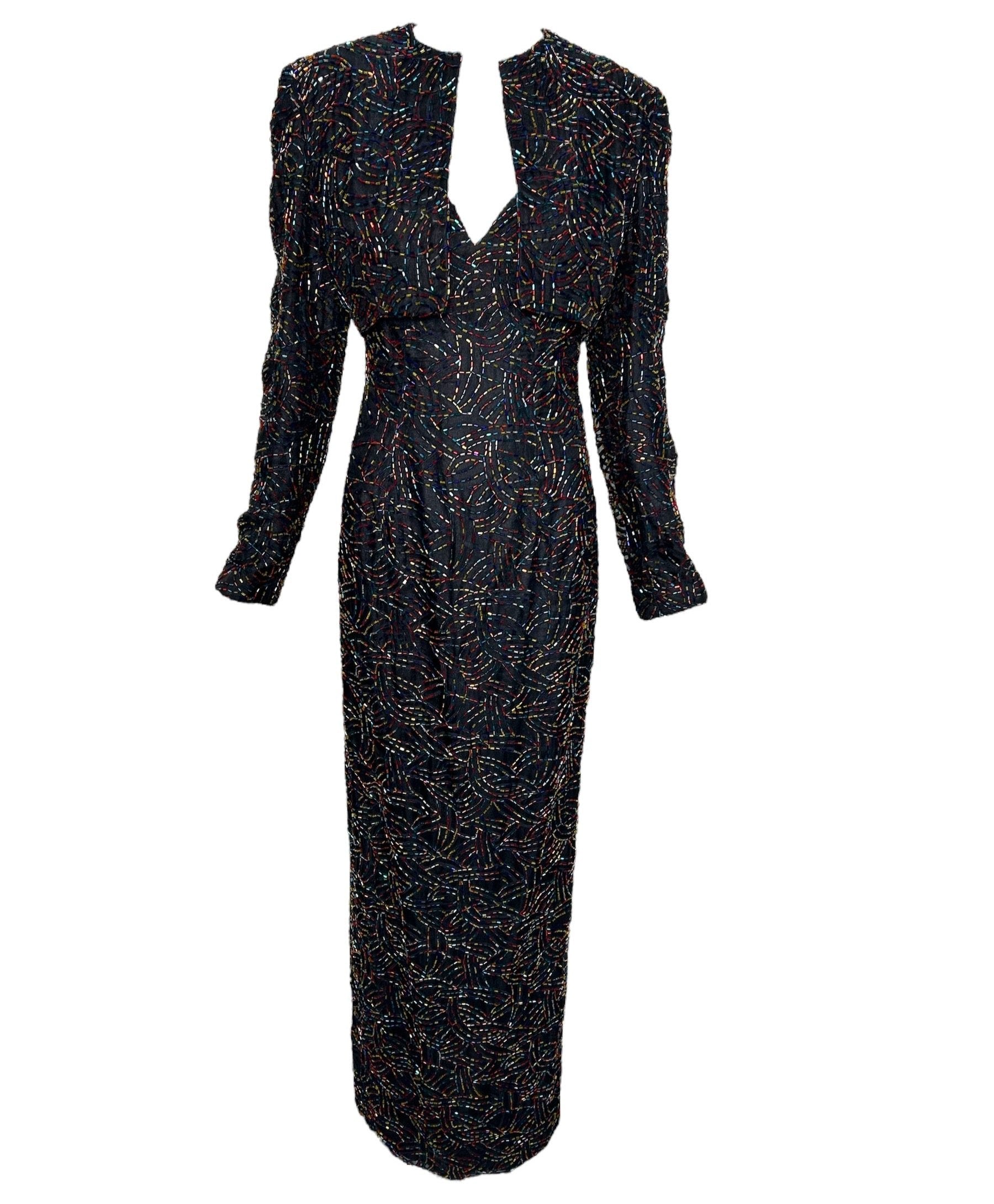 Jeran 1990s Rainbow Beaded Gown And Jacket THE WAY WE WORE Jeran 1990s Rainbow Beaded Gown And Jacket THE WAY WE WORE