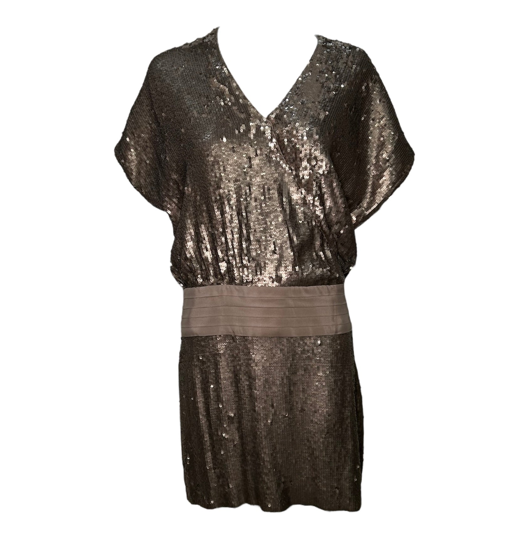 2000s Haute Hippie Sequin Gold Drop Waist Cocktail Dress 2000s Haute Hippie Sequin Gold Drop Waist Cocktail Dress