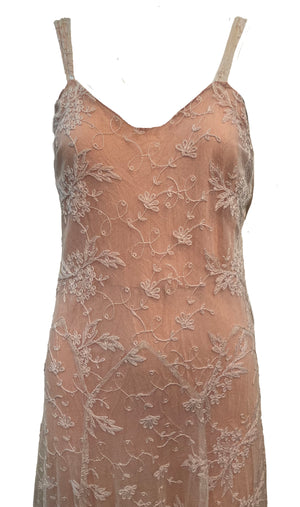 30s Peach Lace Bias Cut Gown with Matching Bolero