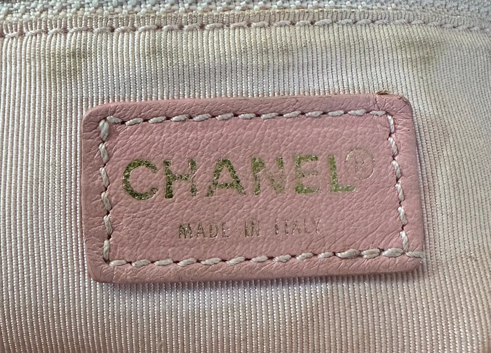 Chanel Authenticated 2002 Pale Pink Petite Timeless Tote, label