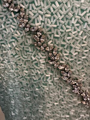 Galanos 80s Heavily Embellished Seafoam Green Gown, detail