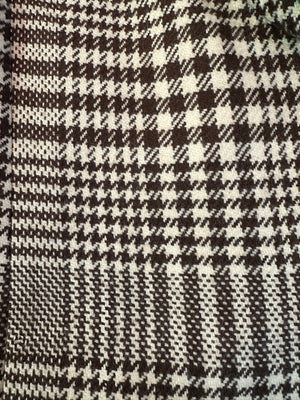   Valentino Brown and Ivory Houndstooth Wool Dress Coat with Velvet Trim DETAIL 5 of 6