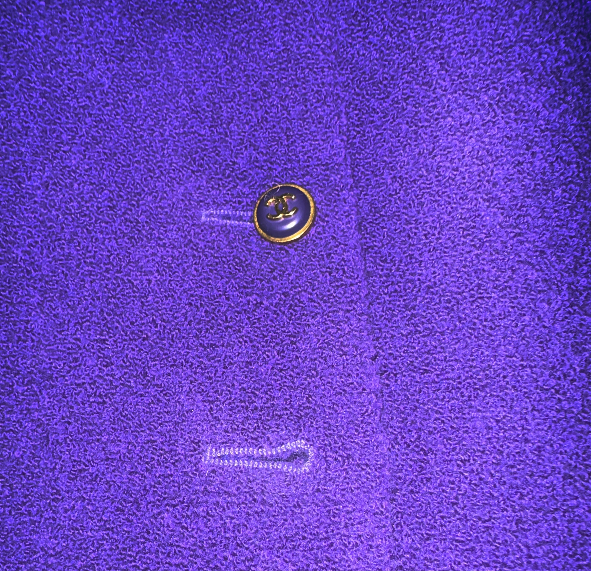  Chanel 2000s Purple Nubby Wool Skirt Suit MISSING BUTTON SKIRT 7 of 8