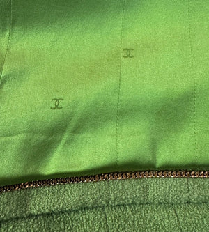   Chanel 90s Lime Green Wool Jacket with Silk Lining LINING/CHAIN DETAIL 5 of 6
