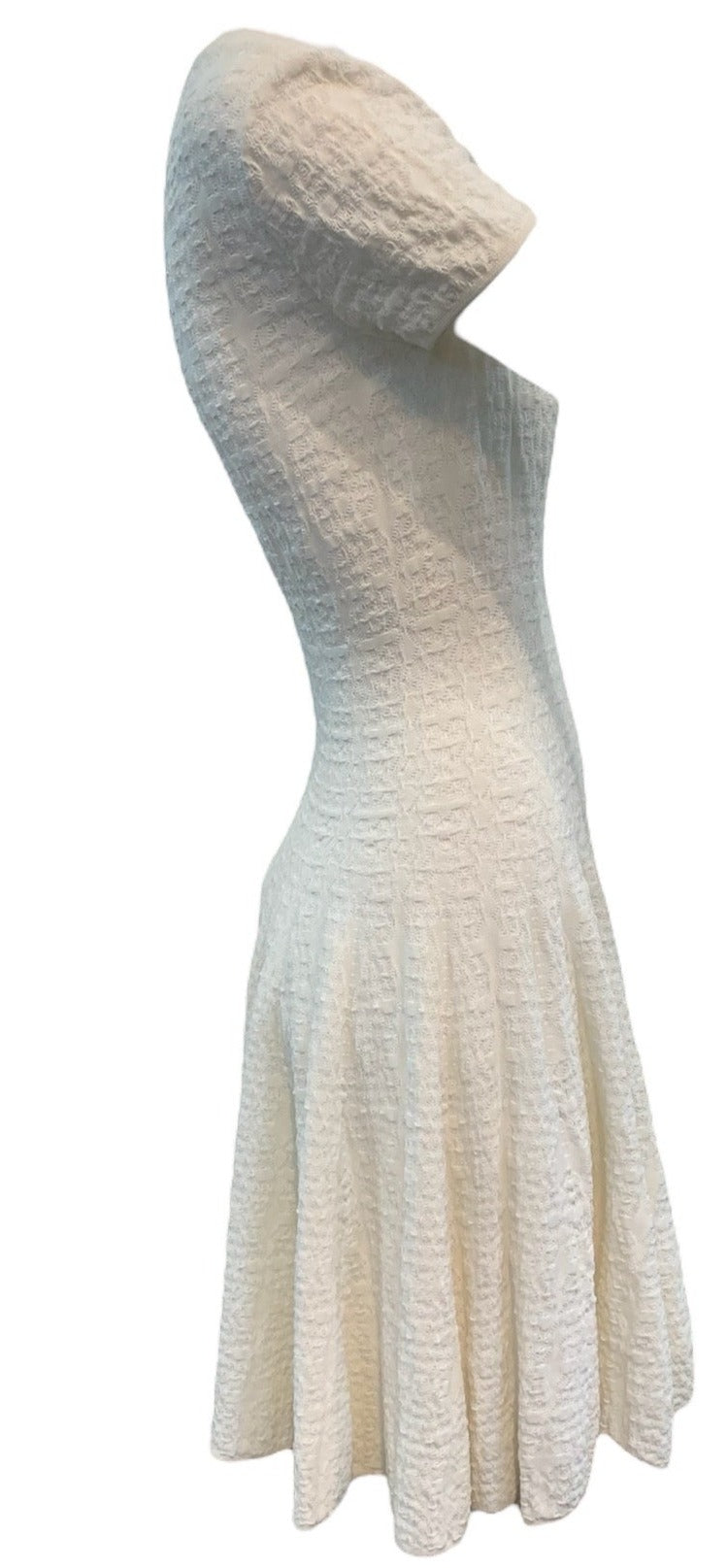 Alaia Y2K White Knit Drop Waist Dress SIDE 2 of 5