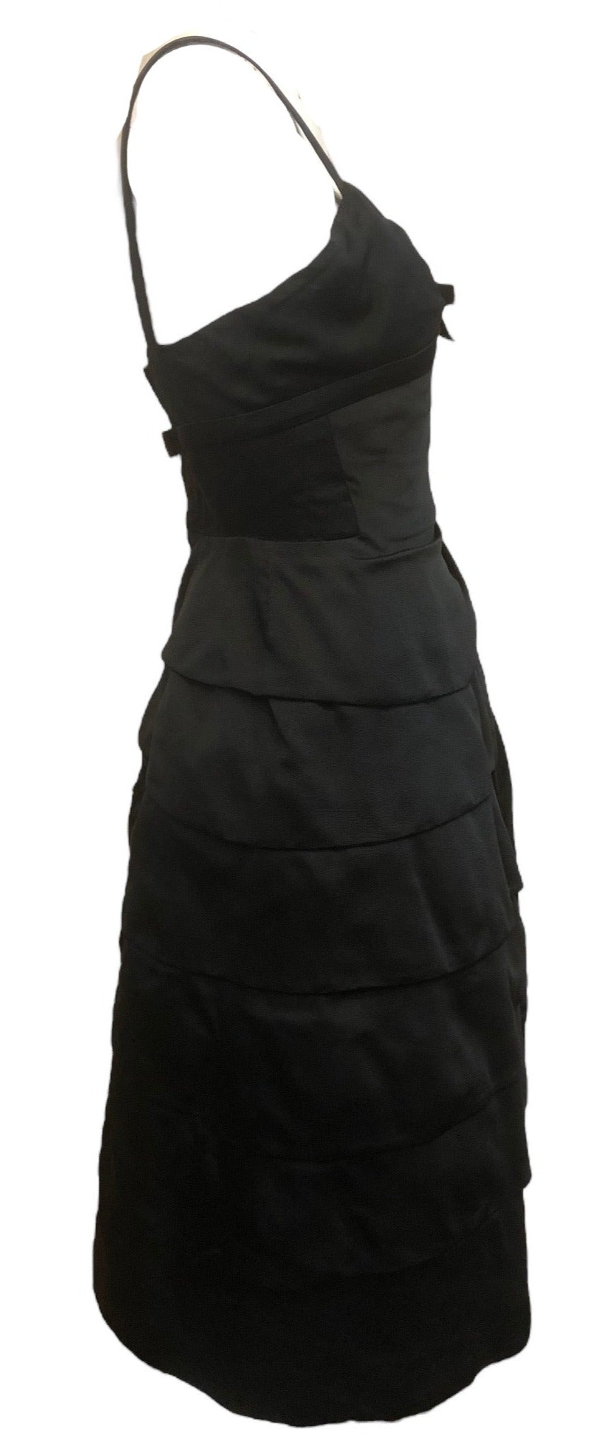  Mingolini Guggenheim 50s Black Faille Cocktail Dress SIDE 2 of 5