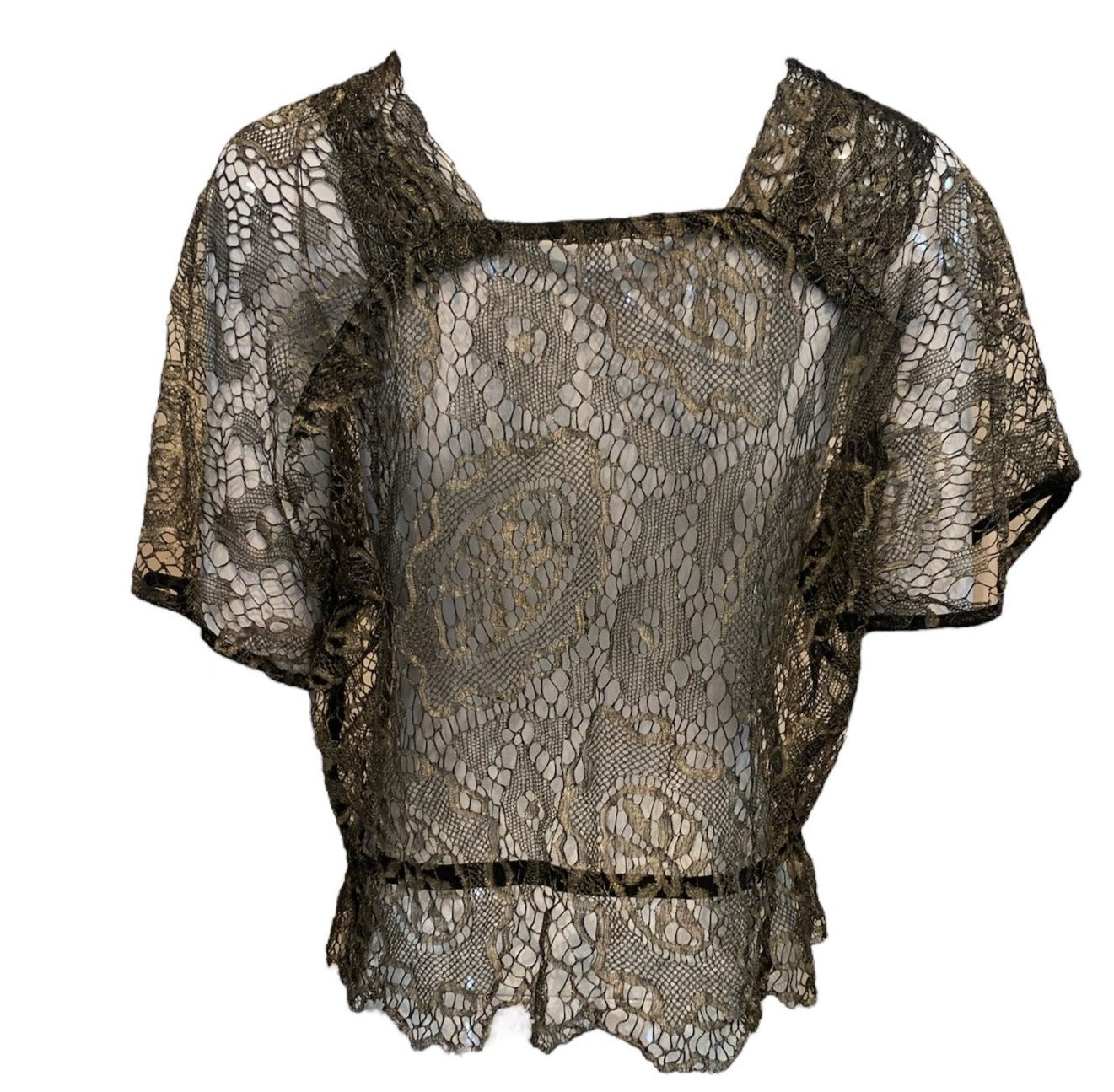  20s Gold Lame Lace Blouse BACK 3 of 5
