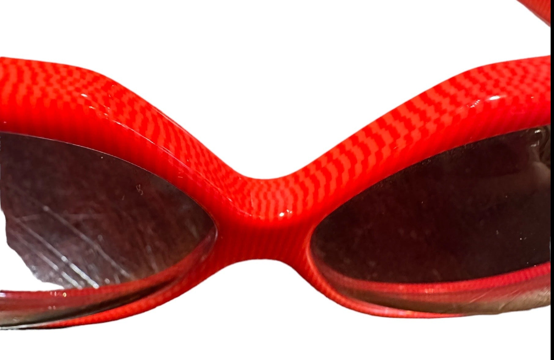 Alfa 70s Red Oversize Sunglasses CLOSE UP 6 of 6