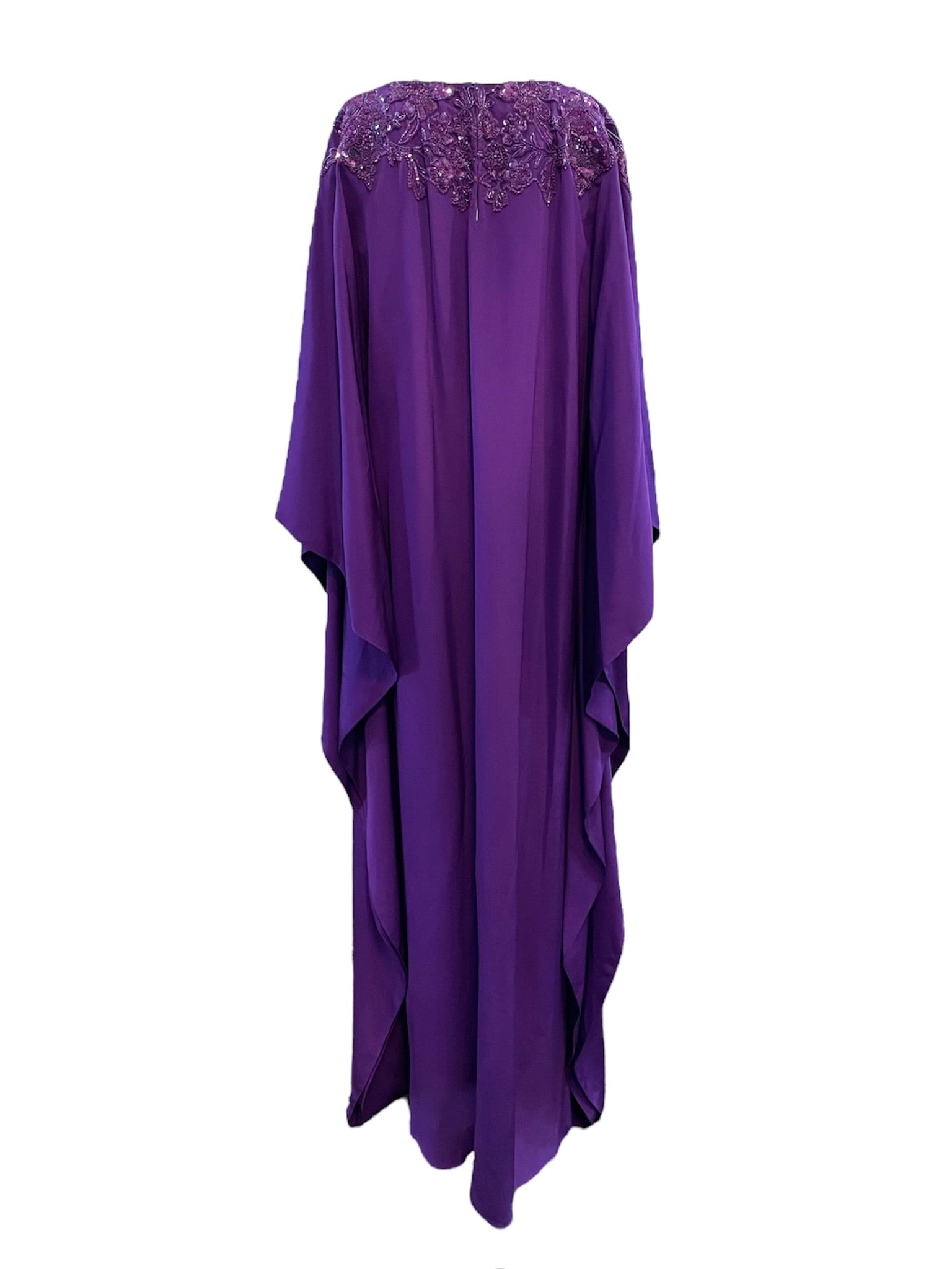Lorena Sarbu Purple Silk Caftan w/Sequins and Beading NWT, back