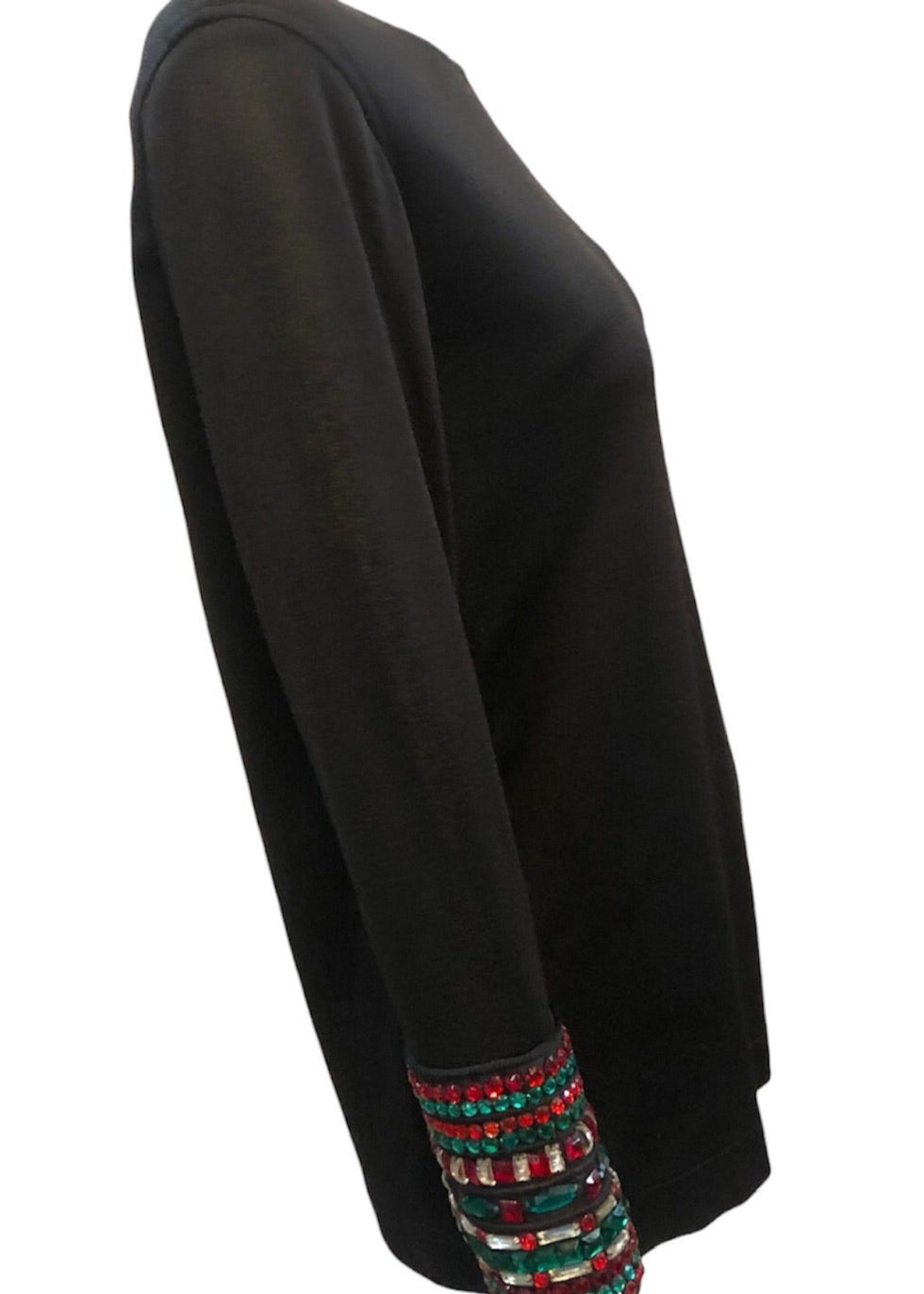 YSL Rive Gauche 80s Black Tunic with Red & Green Faux Gems SIDE 2 of 5
