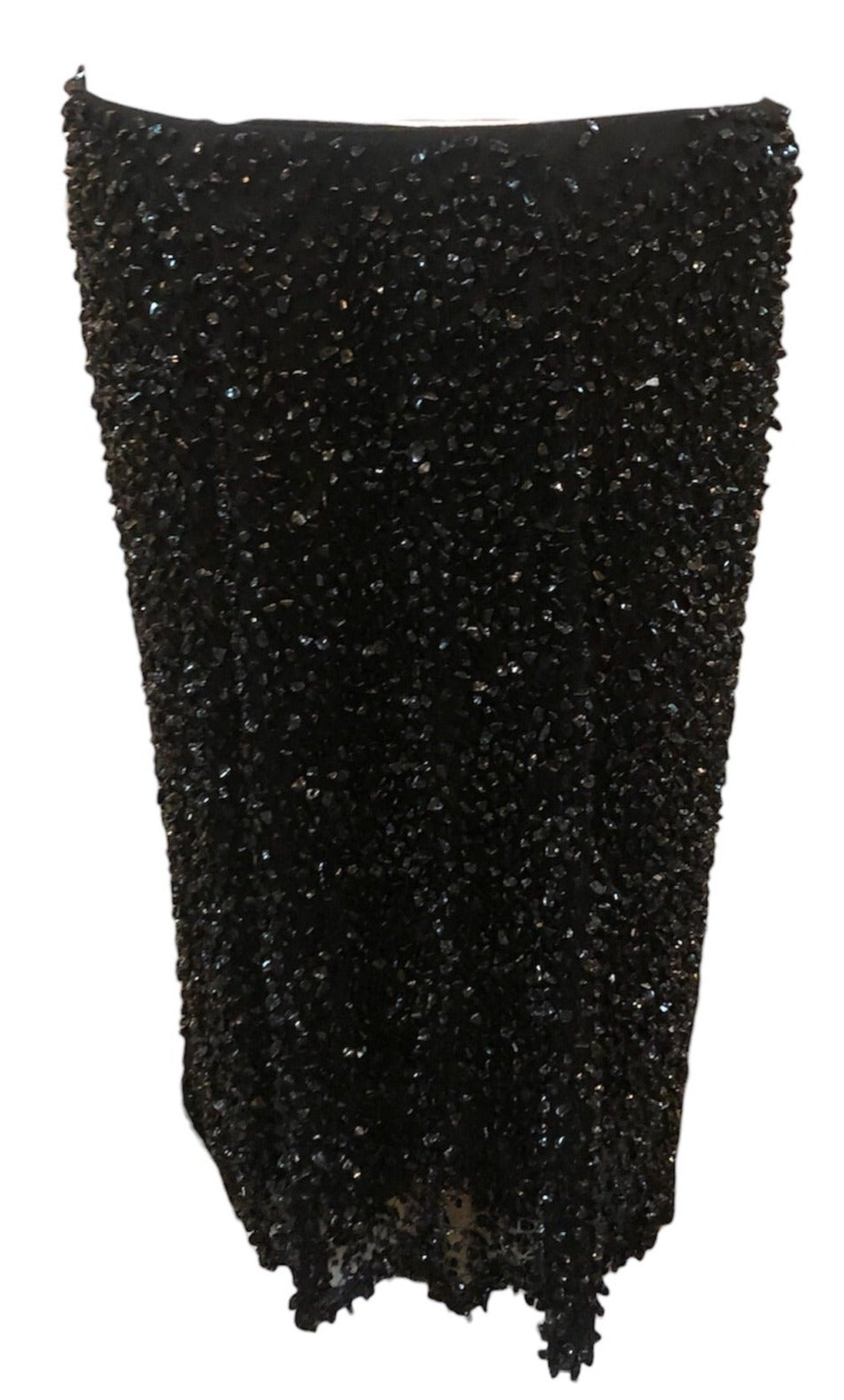 Loewe 2000s  Black  Glass Beaded Cocktail Skirt BACK 3 of 5