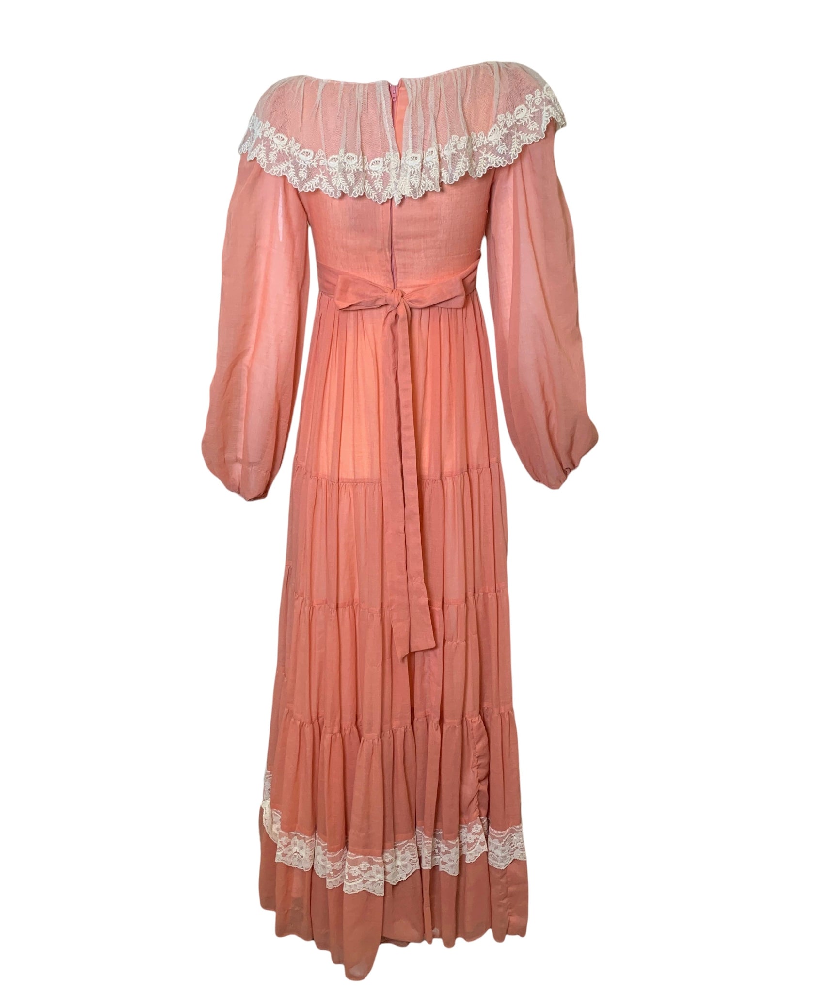 Gunne Sax 70s Salmon Pink Prairie Dress As Is BACK 3 of 6