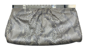 Judith Leiber 2000s Silver Snakeskin Deco Motif Evening Clutch Bag BACK 2 of 6