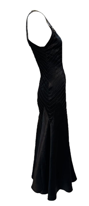 30s Black Satin Bias Cut Tea Length Gown with Matching  Bolero Jacket DRESS SIDE 4 of 11