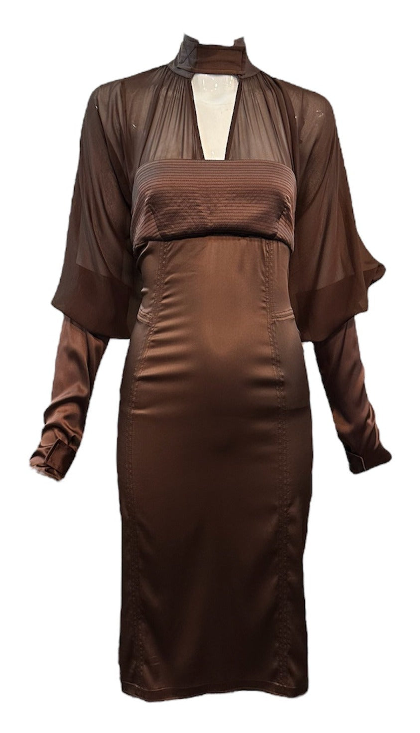 Tom Ford for Gucci 2000s Super Sexy Chocolate Brown Silk and Chiffon D –  THE WAY WE WORE