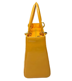  DIOR Lady Dior 90s Medium Yellow Patent Leather Cannage SIDE 2 of 8