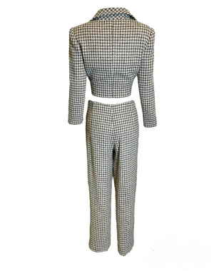 Galanos Houndstooth 2-Piece Cropped Jacket and Pants Ensemble BACK 3 of 5