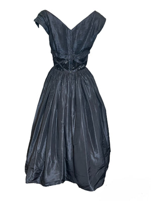 Levy's '50s Black Taffeta Dress with Bodice Beadwork BACK 3 of 5