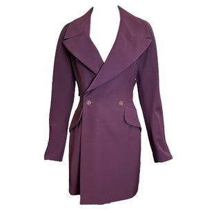 Claude Montana 1990s  Eggplant Colored Skirt Suit JACKET 4 of 6