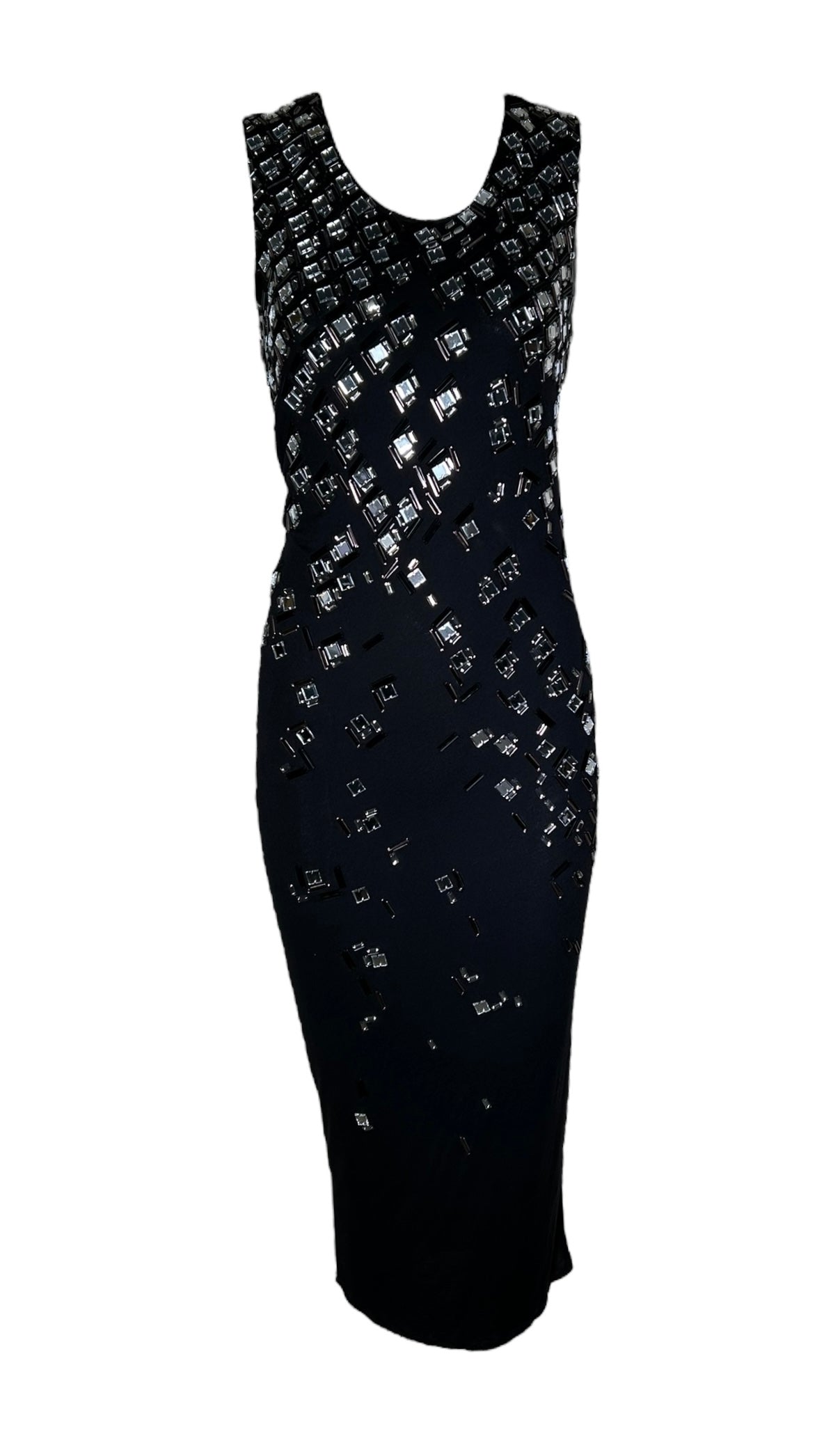 Lanvin Black Sleeveless Jersey Gown w/Mirror Appliqus Lanvin Black Sleeveless Jersey Gown w/Mirror Appliqus
