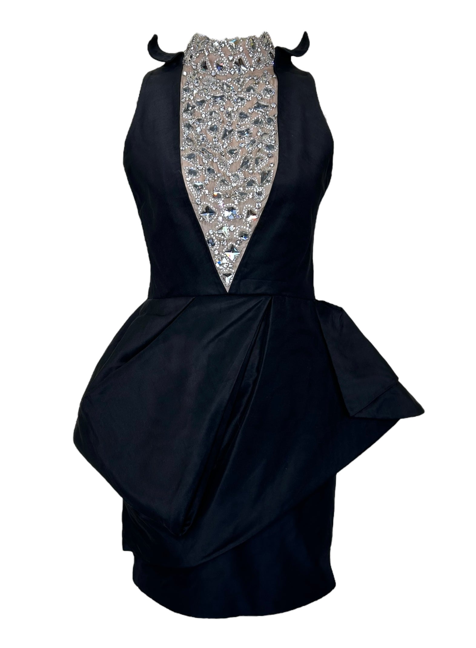 black dress with rhinestone Liliane Romi Black Cocktail Dress with Stunning Rhinestone Neckline