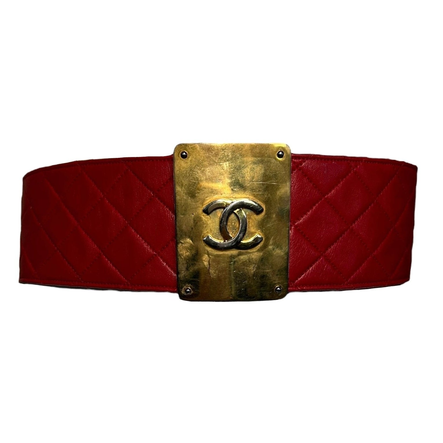 Chanel 1980's Red Quilted Monogram Buckle Belt – THE WAY WE WORE