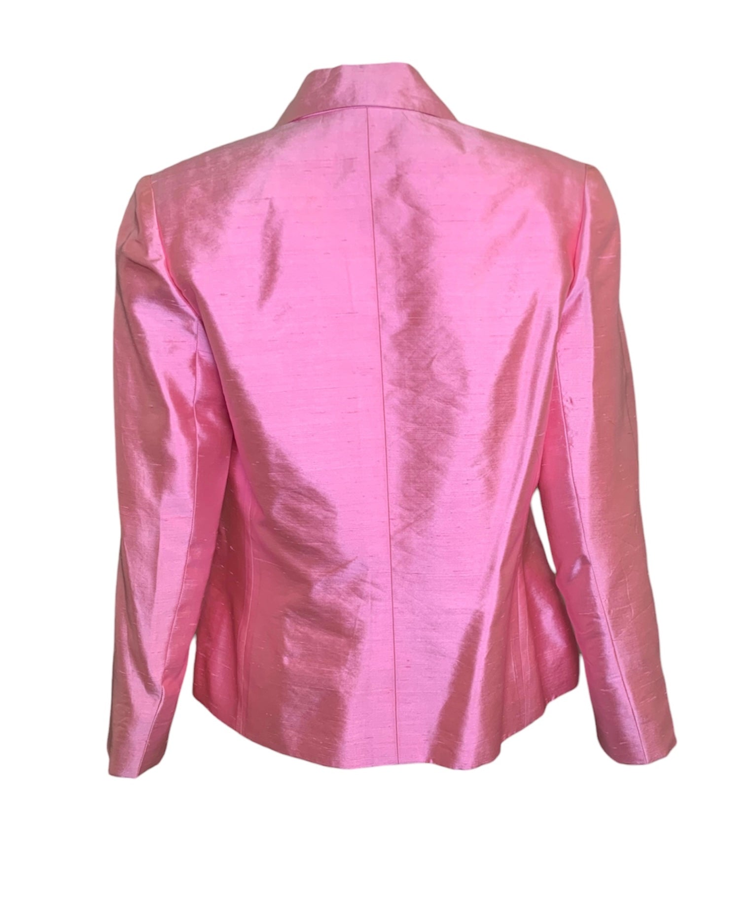 Christian Dior Early 2000s Pink Raw Silk Open Front  Jacket BACK 3 of 5