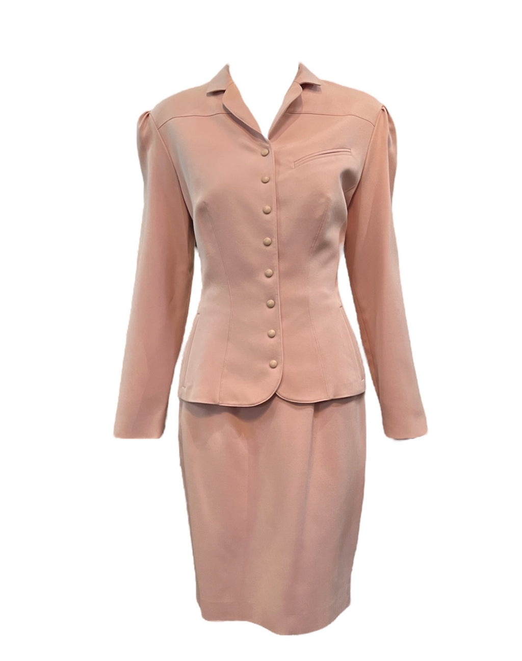 Thierry Mugler 90s Dusty Pink Skirt Suit FRONT 1 of 8