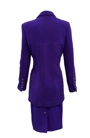  Chanel 2000s Purple Nubby Wool Skirt Suit BACK 3 of 8