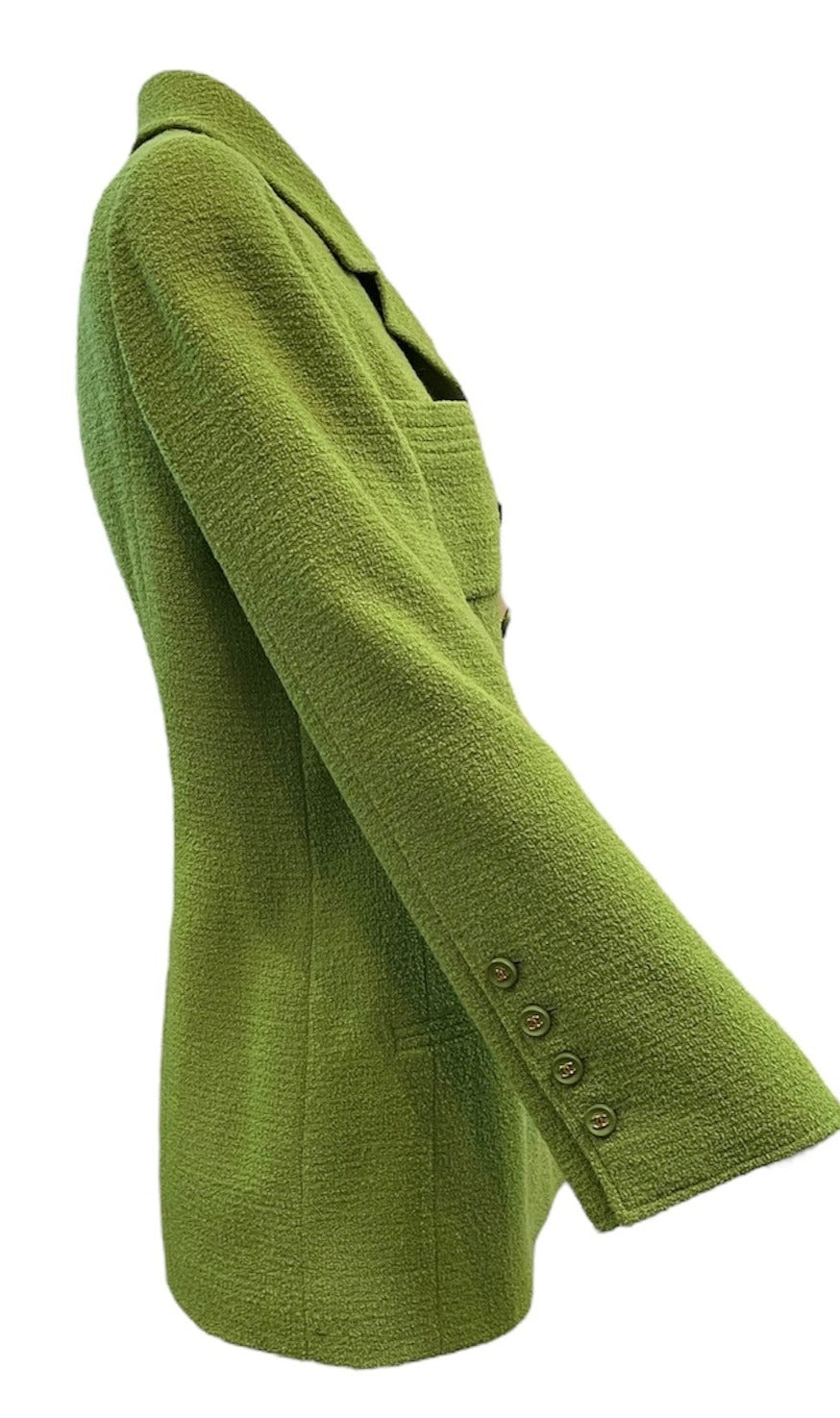   Chanel 90s Lime Green Wool Jacket with Silk Lining SIDE 2 of 6