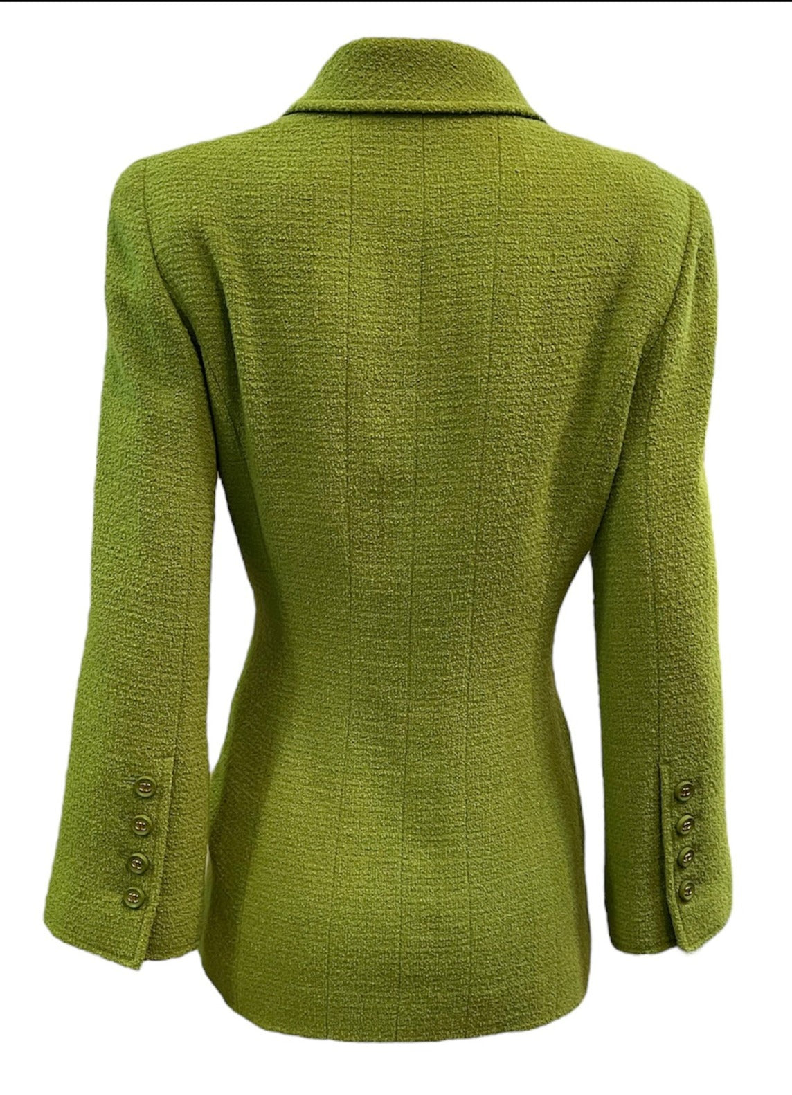   Chanel 90s Lime Green Wool Jacket with Silk Lining BACK 3 of 6