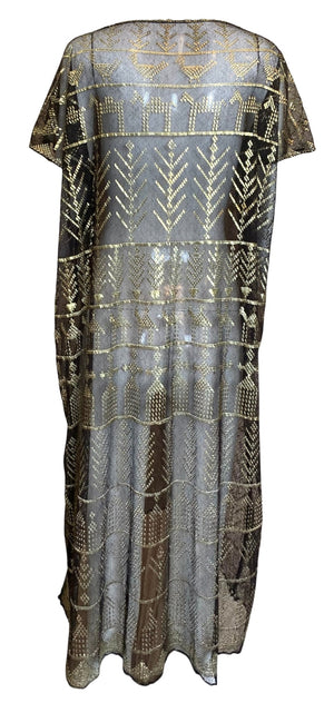  1920s Assuit Dress with Hand Hammered Brass BACK 3 of 4